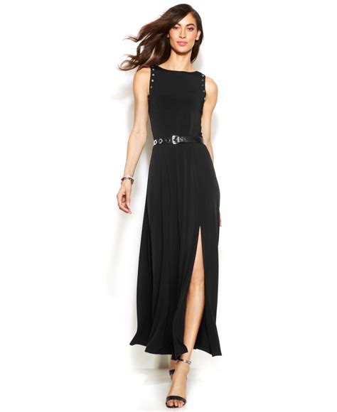 michael kors dress with belt|michael kors black pleated dress.